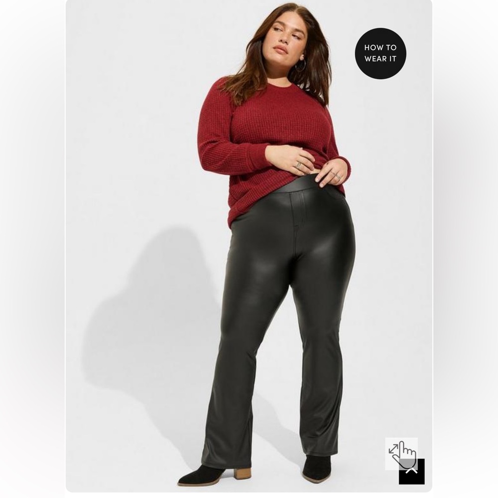 Torrid Black Leather-Look Flare Pants
